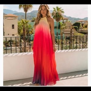 L’atiste multi colored halter maxi dress nwt , size S .